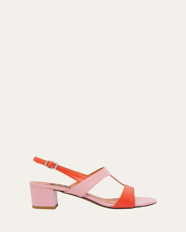 Romy Bicolor Leather Slingback Sandals